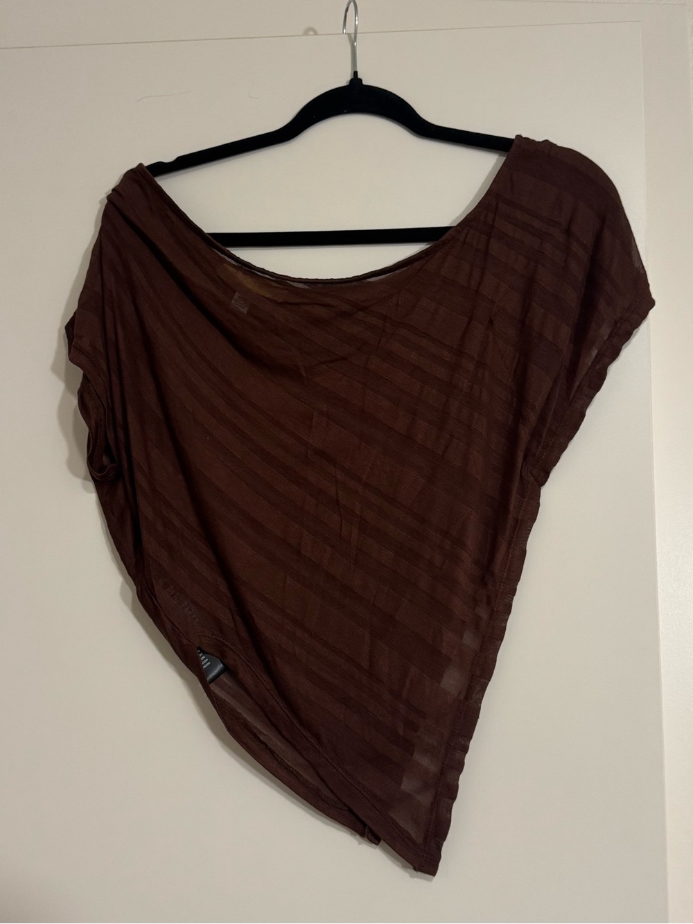 Urban Outfitters Brown Asymmetric Mesh One-Shoulder Top-S
